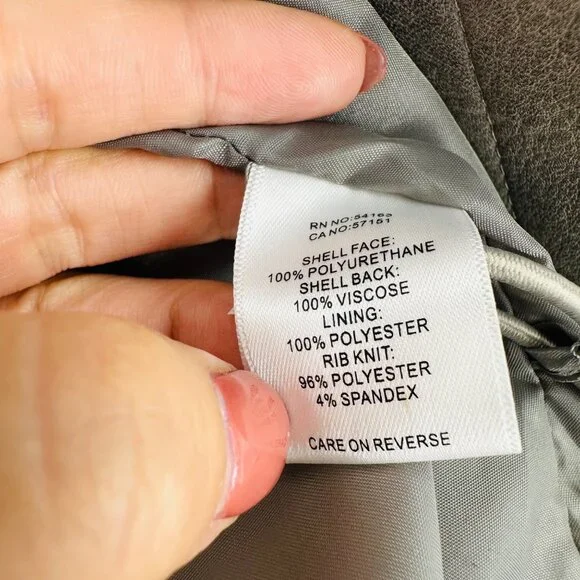 Marc New York Womens Grey Faux Leather Snap Button Long Sleeve Bomber Jacket L - Picture 10 of 11